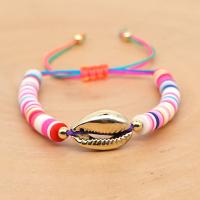 Fashion Bracelet & Bangle Jewelry, Polymer Clay, with Knot Cord & Shell, Adjustable & fashion jewelry & Bohemian style & for woman, more colors for choice, Length:Approx 16.5 cm, Sold By PC