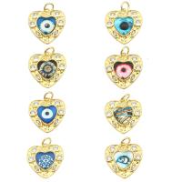 Evil Eye Pendants, Brass, Heart, gold color plated, fashion jewelry & different designs for choice & for woman & with rhinestone, nickel, lead & cadmium free, 24x20x0.4mm, Hole:Approx 0.4mm, Sold By PC
