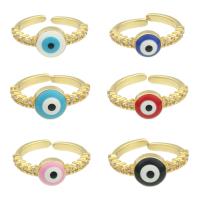 Evil Eye Schmuck Fingerring, Messing, goldfarben plattiert, Modeschmuck & für Frau, keine, frei von Nickel, Blei & Kadmium, 22x21x0.4mm, verkauft von PC
