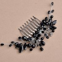 Dekorativní Hair Combs, Zinek, s Krystal, módní šperky & pro ženy, černý, nikl, olovo a kadmium zdarma, 130x70mm, Prodáno By PC