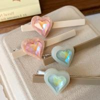 Alligator Hair Clip Plastic with Resin Heart handmade fashion jewelry & for woman & with rhinestone 73mm Sold By PC