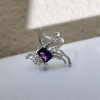 Brass Finger Ring, Butterfly, fashion jewelry & for woman & with cubic zirconia, nickel, lead & cadmium free, Sold By PC