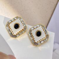 Zinc Alloy Stud Earring with Crystal real gold plated fashion jewelry & for woman & with rhinestone golden nickel lead & cadmium free 40mm Sold By Pair