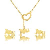 Jewelry Sets, Stud Earring & necklace, Titanium Steel, 18K gold plated, 2 pieces & fashion jewelry & for woman, golden, Length:Approx 17.72 Inch, Sold By Set