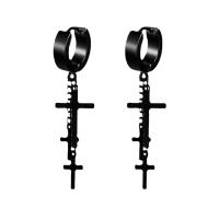 Titan Stahl Ohrring, Titanstahl, Kreuz, plattiert, Modeschmuck & verschiedene Stile für Wahl & für den Menschen, keine, 16x62mm, verkauft von PC