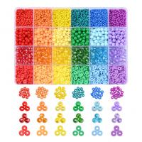 Polymer Clay Gyöngyök, -val Glass Seed Beads & Akril, DIY & 24 cella, kevert színek, 190x130x21mm, Kb 3300PC-k/Box, Által értékesített Box