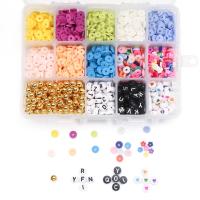 Polymer Clay Beads, with Plastic Box & Acrylic, DIY & 15 cells, mixed colors, 140x108x30mm, Sold By Box