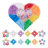 Polymer Clay Beads, with Plastic Box & Acrylic, Heart, 9 cells & DIY, mixed colors, 155x135x27mm, Sold By Box