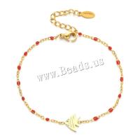 Stainless Steel Jewelry Bracelet, 304 Stainless Steel, with 4cm extender chain, Fish, Vacuum Ion Plating, Bohemian style & for woman & enamel, more colors for choice, Length:Approx 16 cm, Sold By PC