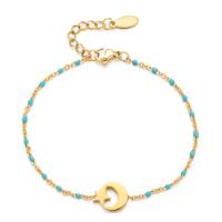 Stainless Steel Jewelry Bracelet 304 Stainless Steel with 4cm extender chain Moon and Star Vacuum Ion Plating Bohemian style & for woman & enamel Length Approx 16 cm Sold By PC