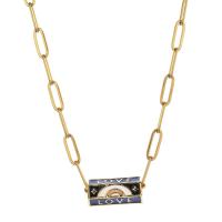 Edelstahl Schmuck Halskette, 304 Edelstahl, mit Verlängerungskettchen von 5cm, Bohemian-Stil & für Frau & Emaille, keine, Länge ca. 45 cm, verkauft von PC
