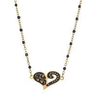 Stainless Steel Jewelry Necklace 304 Stainless Steel with 5cm extender chain Heart Vacuum Ion Plating Bohemian style & for woman & enamel Length Approx 45 cm Sold By PC
