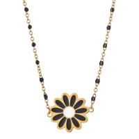 Stainless Steel Jewelry Necklace, 304 Stainless Steel, with 5cm extender chain, Flower, Vacuum Ion Plating, Bohemian style & for woman & enamel, more colors for choice, Length:Approx 45 cm, Sold By PC