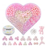 Resin Jewelry Beads, with Elastic Thread & ABS Plastic & Iron & Acrylic, Heart, DIY, more colors for choice, 155x135x27mm, Sold By Box