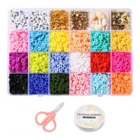 Polymer Clay Beads, with Plastic Box & Elastic Thread, DIY & 24 cells, mixed colors, 190x130x21mm, Sold By Box