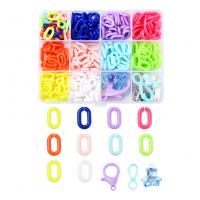 Plastic Beads, with Acrylic, DIY & 12 cells, mixed colors, 130x100x22mm, Sold By Box