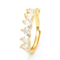 Cubic Zirconia Micro Pave Brass Ring Heart plated micro pave cubic zirconia & for woman nickel lead & cadmium free Sold By PC