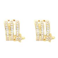 Cubic Zirconia Micro Pave Brass Earring, Star, plated, micro pave cubic zirconia & for woman, more colors for choice, nickel, lead & cadmium free, 12x11mm, Sold By Pair