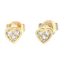 Cubic Zirconia Micro Pave Brass Earring Heart plated micro pave cubic zirconia & for woman nickel lead & cadmium free Sold By Pair