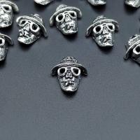 Tibetan Style Skull Pendants, silver color plated, durable & DIY, silver color, nickel, lead & cadmium free, 15x14mm, Approx 100PCs/Bag, Sold By Bag