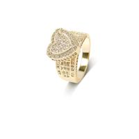 Brass Finger Ring Heart plated & micro pave cubic zirconia & for woman US Ring Sold By PC