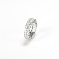 metal anillo, chapado en platina real, diverso tamaño para la opción & micro arcilla de zirconia cúbica & para mujer, tamaño:6-9, Vendido por UD