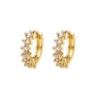 Brass Huggie Hoop Earring Geometrical Pattern plated micro pave cubic zirconia & for woman Sold By Pair