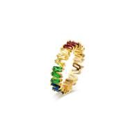 cobre anel, cromado de cor dourada, tamanho diferente para a escolha & micro pavimento em zircônia cúbica & para mulher, tamanho:5-9, vendido por PC