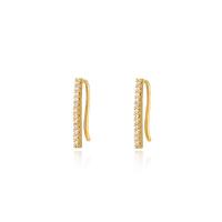 Brass Earring Cuff, Letter U, 18K gold plated, micro pave cubic zirconia & for woman, 2.10x21.90mm, Sold By Pair
