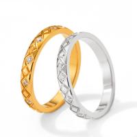 acero inoxidable 304 anillo, Rombo, diverso tamaño para la opción & para mujer & con diamantes de imitación, más colores para la opción, 3mm, tamaño:6-9, Vendido por UD