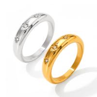 304 nehrđajućeg čelika Finger Ring, različite veličine za izbor & za žene & s Rhinestone, više boja za izbor, 5mm, Veličina:6-9, Prodano By PC