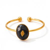 304 Stainless Steel Cuff Finger Ring with Resin Vacuum Ion Plating imitation agate & for woman Sold By PC