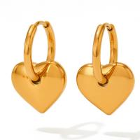 Acier inoxydable 304 Boucles d'oreilles pendantes Hoop Huggie, coeur, bijoux de mode & pour femme, plus de couleurs à choisir, 15x24mm, Vendu par paire