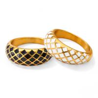 acero inoxidable 304 anillo, chapado en oro real, unisexo & diverso tamaño para la opción & esmalte, más colores para la opción, 7.80mm, tamaño:6-9, Vendido por UD