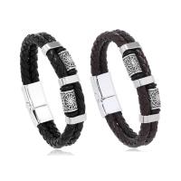 PU Leather Cord Bracelets with Magnet & Zinc Alloy plated fashion jewelry & for man Length Approx 8.5 Inch Sold By PC
