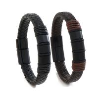 corda de Couro de vaca pulseira, with liga de zinco, banhado, joias de moda & para o homem, Mais cores pare escolha, comprimento Aprox 8.7 inchaltura, vendido por PC