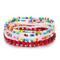 Seedbead Bracelet Set, with Glass Beads, 6 pieces & Bohemian style & for woman, more colors for choice, Length:Approx 7.08 Inch, Sold By Set