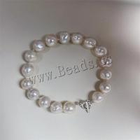 Bracelet en perles de culture d'eau douce, perle d'eau douce cultivée, bijoux de mode & longueur différente pour le choix & pour femme, blanc, 10-11mm, Vendu par PC