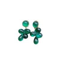 Zinc Alloy Stud Earring with Lampwork Grape fashion jewelry & for woman nickel lead & cadmium free 50mm Sold By Pair
