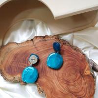 Akryl biżuteria kolczyki, biżuteria moda & dla kobiety, niebieski, 42x23mm, sprzedane przez para
