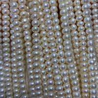 Naturliga sötvattenspärla lösa pärlor, Freshwater Pearl, DIY, vit, 7-8mm, Såld Per Ca 15 inch Strand