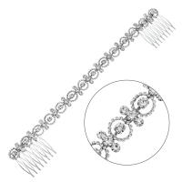Decorative Hair Combs Zinc Alloy silver color plated Natural & fashion jewelry & for woman & with rhinestone silver color Sold By PC