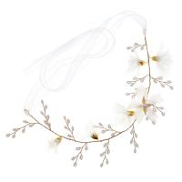 Stirnband, Zinklegierung, mit Gaze & Kunststoff Perlen, handgemacht, Modeschmuck & für Frau, zwei verschiedenfarbige, 310x80mm, verkauft von PC