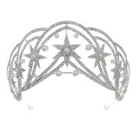 Banda del Pelo, aleación de zinc, con Perlas plásticas, chapado en color de plata, Joyería & para mujer & con diamantes de imitación, plateado, 130x70mm, Vendido por UD