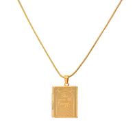 Collar medallón, acero inoxidable 316L, con 1.97inch extender cadena, Joyería & con locket de la foto & para mujer, dorado, 19x23mm, longitud:aproximado 22.83 Inch, Vendido por UD