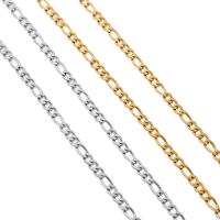 Stainless Steel Figaro Chain, 304 Stainless Steel, Vacuum Ion Plating, DIY & different size for choice, more colors for choice, Sold By m