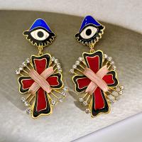 Tibetan Style Drop Earrings, fashion jewelry & for woman & with rhinestone, nickel, lead & cadmium free, 82mm, Sold By Pair