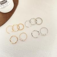 Zinc Alloy Ring Set with Plastic Pearl plated 5 pieces & fashion jewelry & Unisex nickel lead & cadmium free Sold By Set