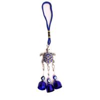 Wind Chimes Outdoor and Home Decoration , Tibetan Style, with Lampwork, Turtle, plated, evil eye pattern & with rhinestone, blue, nickel, lead & cadmium free, Length:23.5 cm, Sold By PC