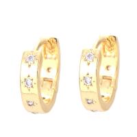 Cubic Zirconia Micro Pave Brass Earring Donut plated micro pave cubic zirconia & for woman nickel lead & cadmium free Sold By Pair